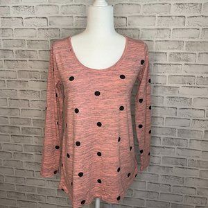LuLaRoe Lynnae Long Sleeve T Pink Black Sz XS
